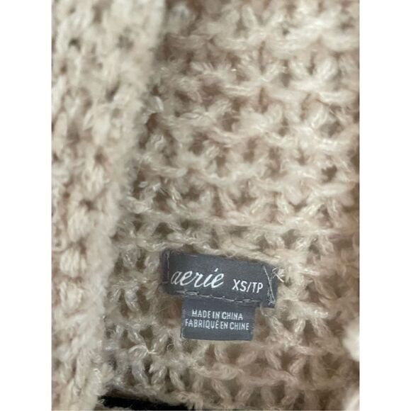 Aerie beige open knit wool blend cowl neck sweater size xs - Picture 3 of 9